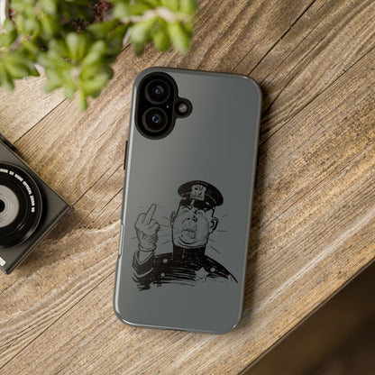 Vintage Cop Middle Finger Phone Case — Edgy Retro iPhone Protective Cover
