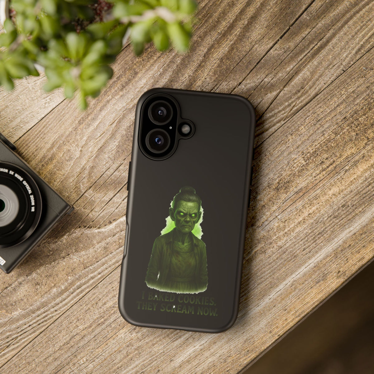 Spooky Green Ghost Phone Case — "I Baked Cookies, They Scream Now" Horror iPhone Cover