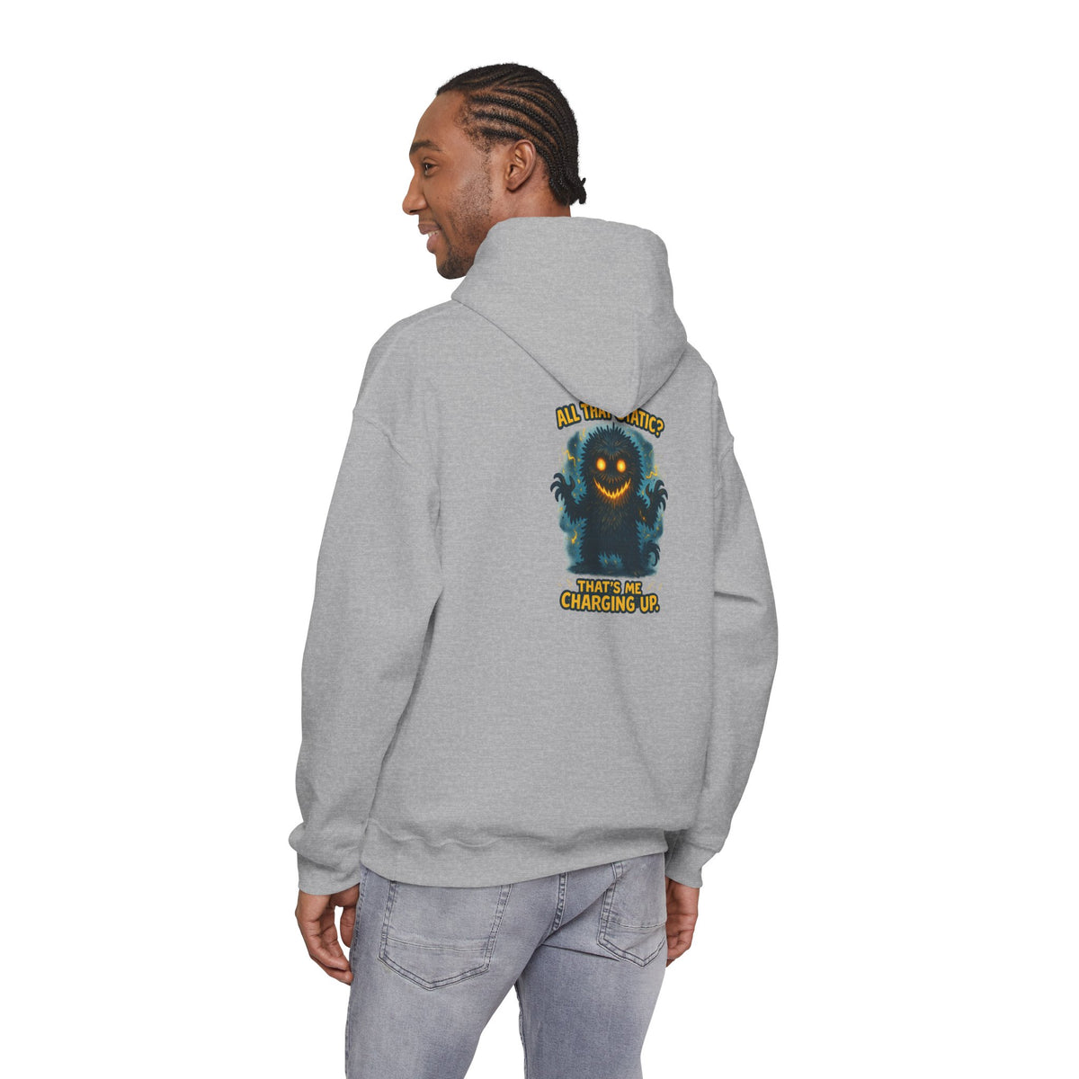 Charging Up Monster Hoodie — "All Smiles" Cozy Graphic Sweatshirt