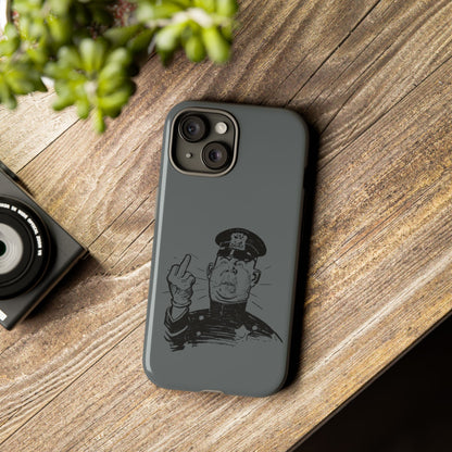 Vintage Cop Middle Finger Phone Case — Edgy Retro iPhone Protective Cover