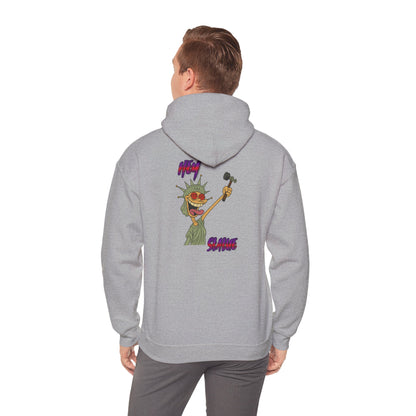 Statue of Liberty Cartoon Hoodie – 'Party Statue' Funny NYC Pride Sweatshirt