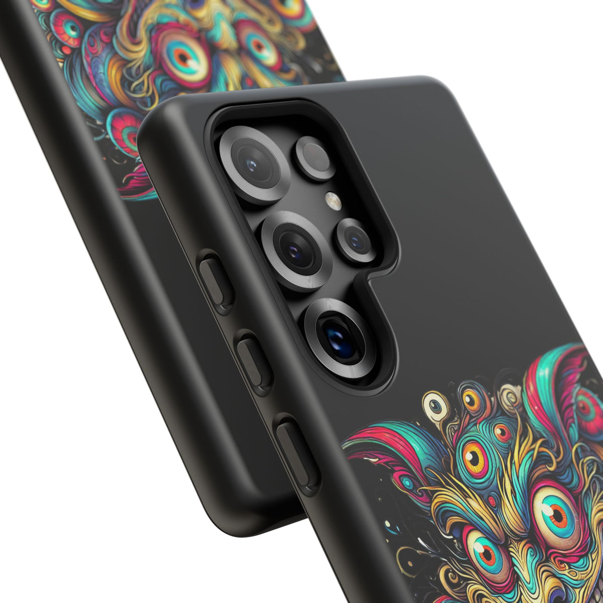 Psychedelic Mischief Phone Case — Colorful Grinning Monster Design