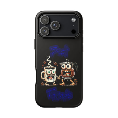 Coffee & Tea Fight Phone Case — Funny Kawaii Beverage Cartoon Tough Cases