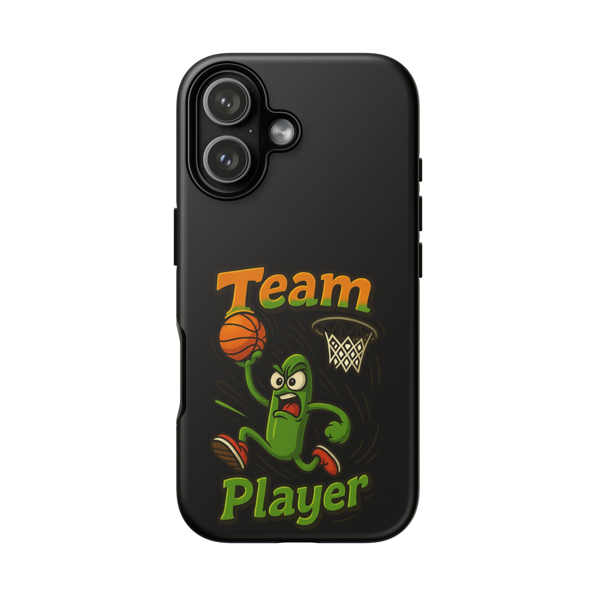 Team Player Basketball Phone Case — Cute Cartoon Pickle Dunk Phone Cover
