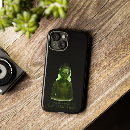 Spooky Green Ghost Phone Case — "I Baked Cookies, They Scream Now" Horror iPhone Cover