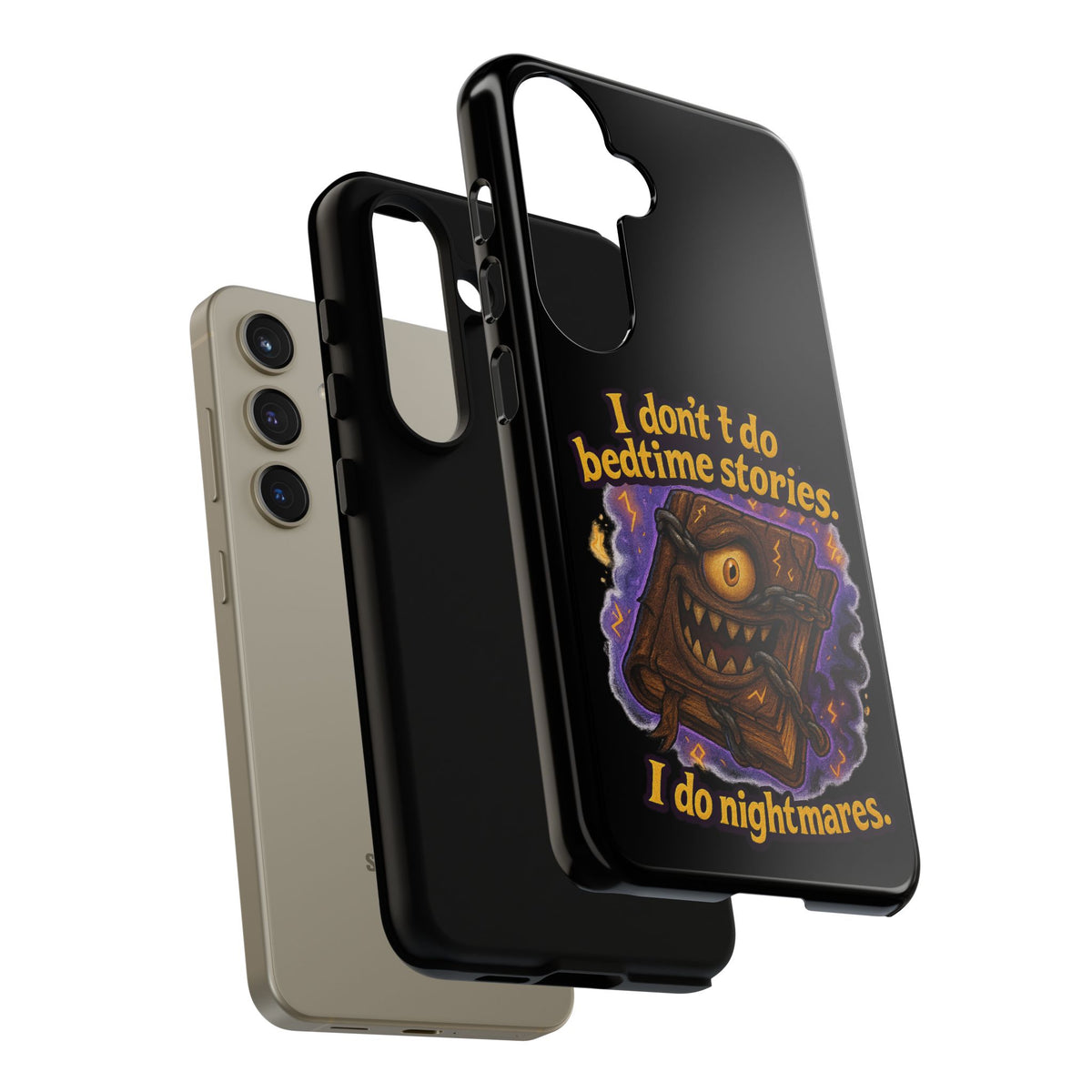 Phone Case — "I Don't Do Bedtime Stories, I Do Nightmares" Horror Book Design