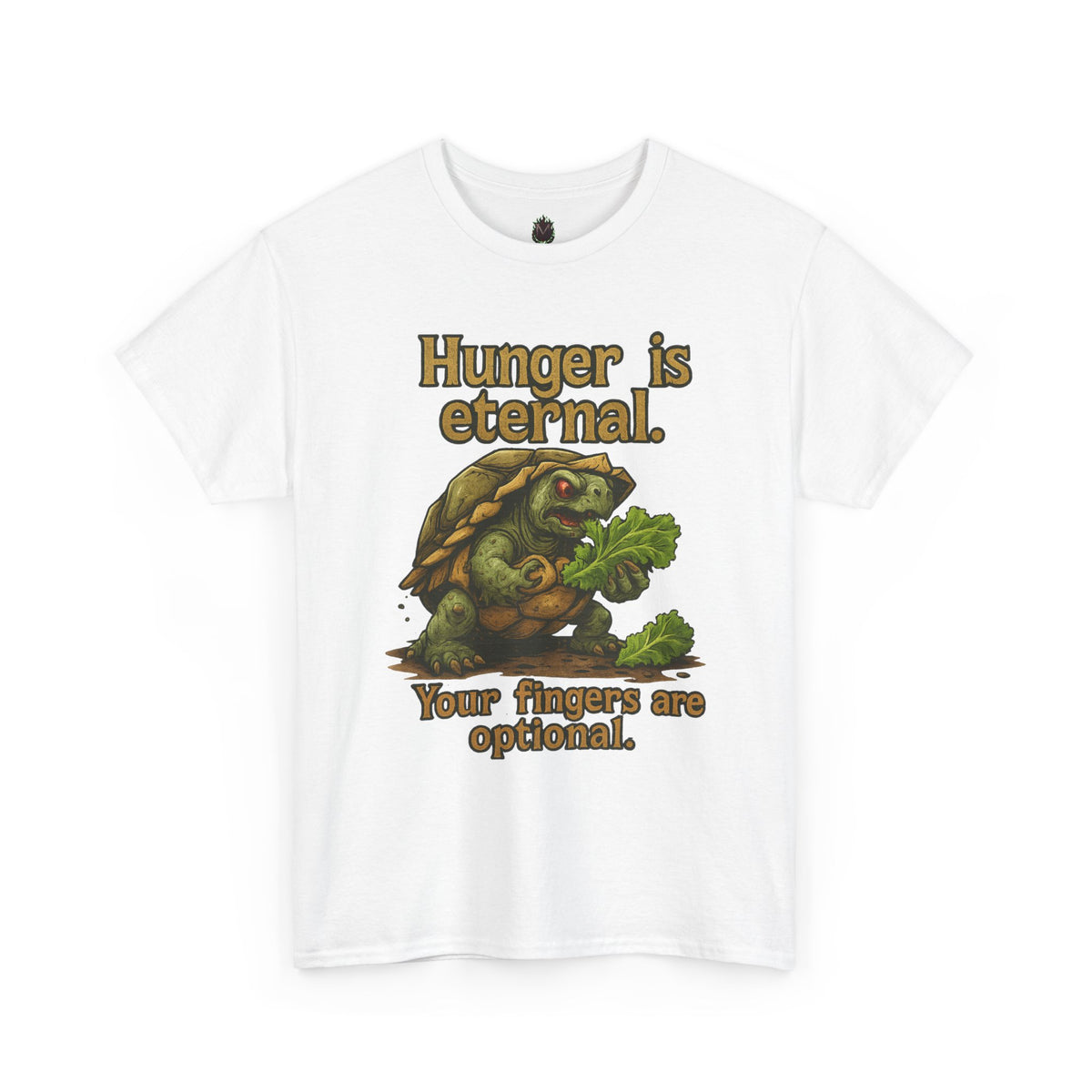 Hunger Is Eternal turtle graphic tee | Funny monster eating carrots T-Shirt