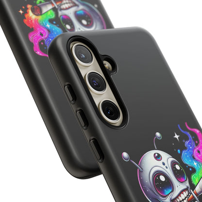 Alien Smoking Rainbow Galaxy Phone Case — Cute Cosmic Art Tough Case
