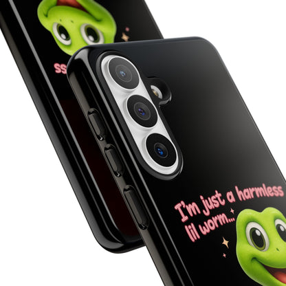 Phone Case — “I’m Just a Harmless Lil Worm… With Chaotic Intentions” Cute Cartoon Worm Design