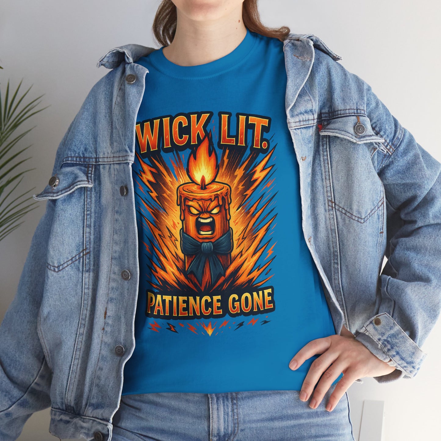 Wick Lit Candle Head, T-Shirt | Patience Gone, Flaming Candle Graphic