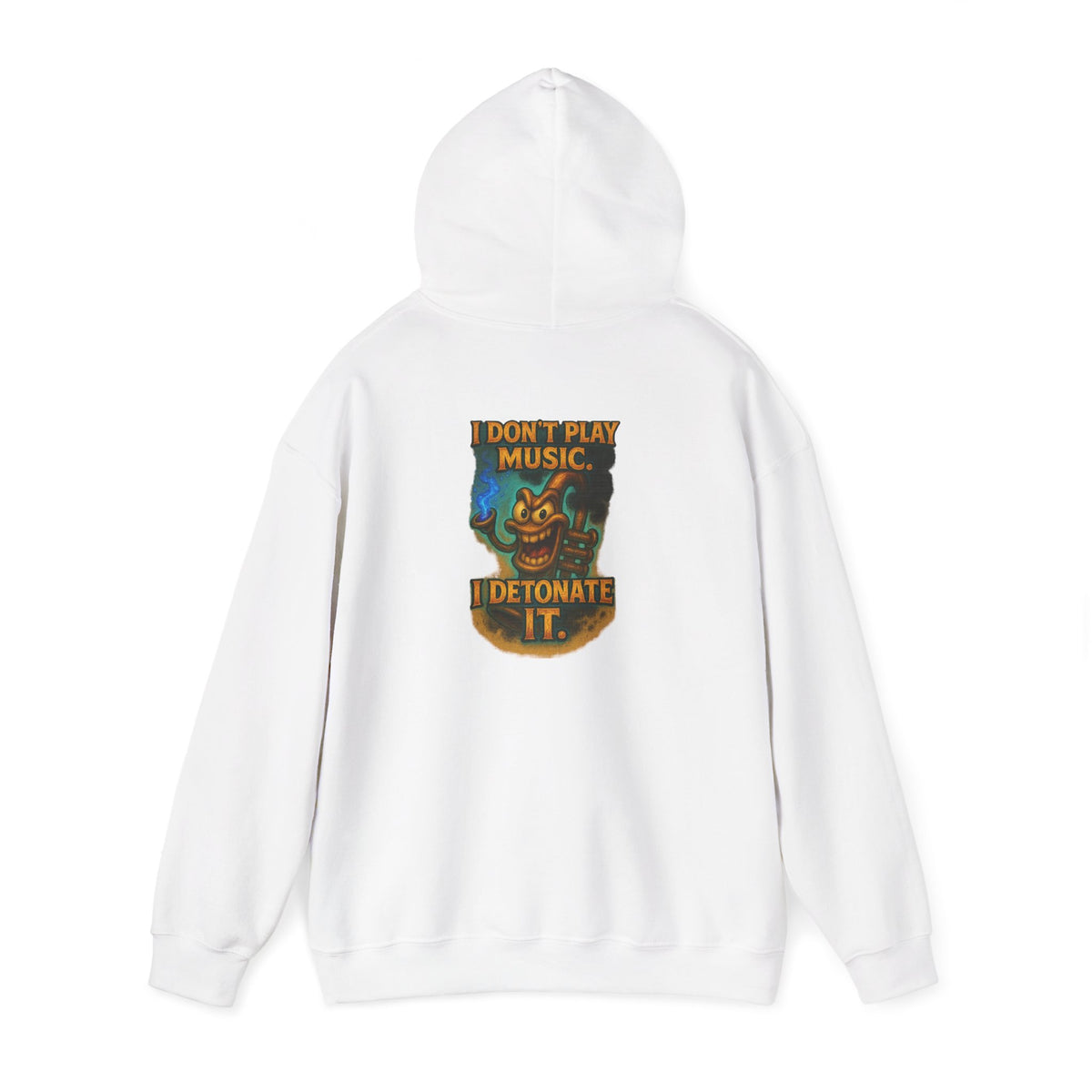 Detonate the Music Hoodie — Retro Guitar Skull Rock Band Pullover