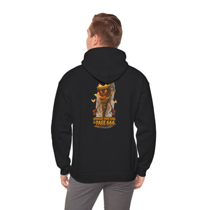Demon "Page 666" Graphic Hoodie — Spooky Gothic Horror Pullover