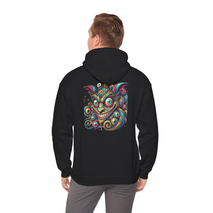 Demon Mask Hoodie — Vibrant Psychedelic Oni Graphic Hooded Sweatshirt