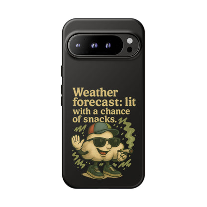 Phone Case — "Weather Forecast: Lit with a Chance of Snacks" Retro Graphic