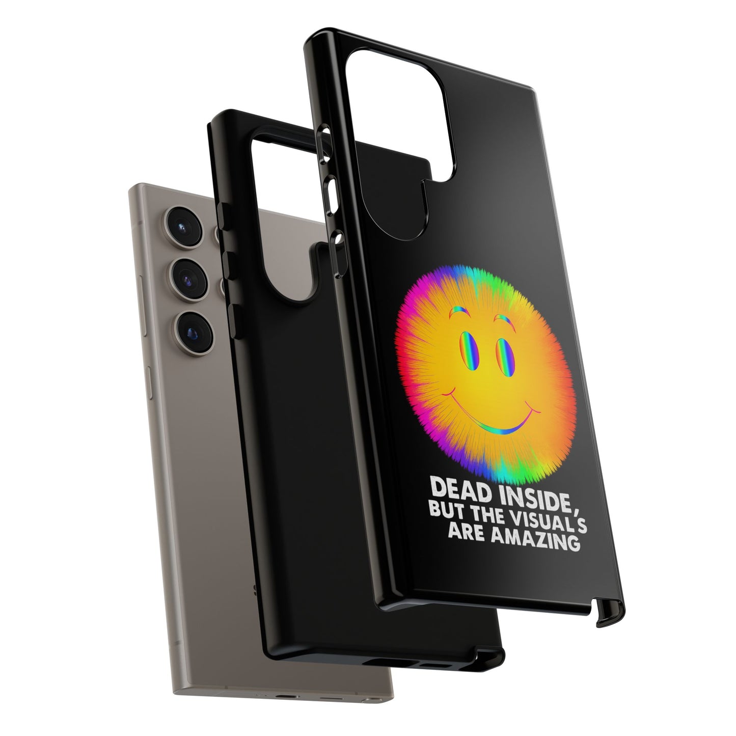 Phone Case — 'Dead Inside, But the Visuals Are Amazing' Rainbow Smiley