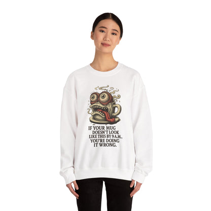 9 A.M. Coffee Mug Face Crewneck Sweatshirt