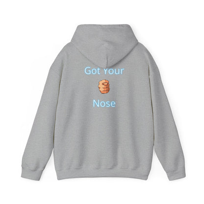 Got Your Nose Hoodie — Playful Baby-Grab Back Print Pullover