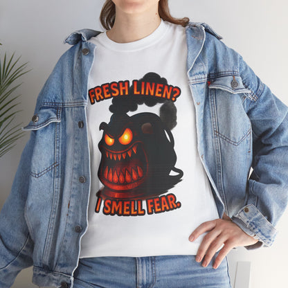Fresh Linen? I Smell Fear Tee | Scary Laundry Monster Halloween Shirt