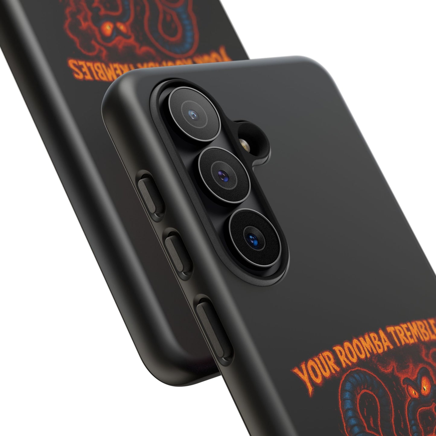 Phone Case — "Your Roomba Trembles at My Name" Fiery Cat Design