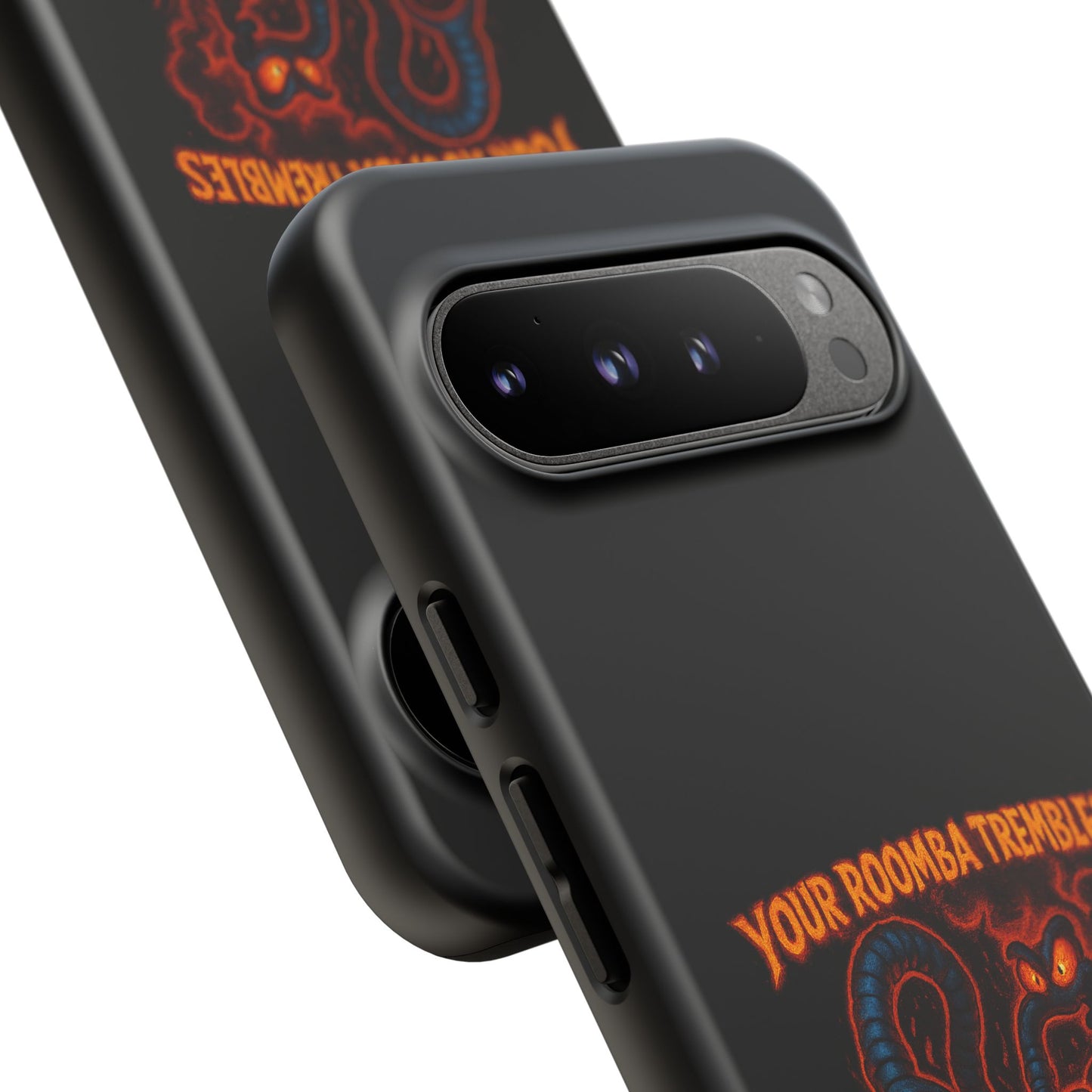 Phone Case — "Your Roomba Trembles at My Name" Fiery Cat Design