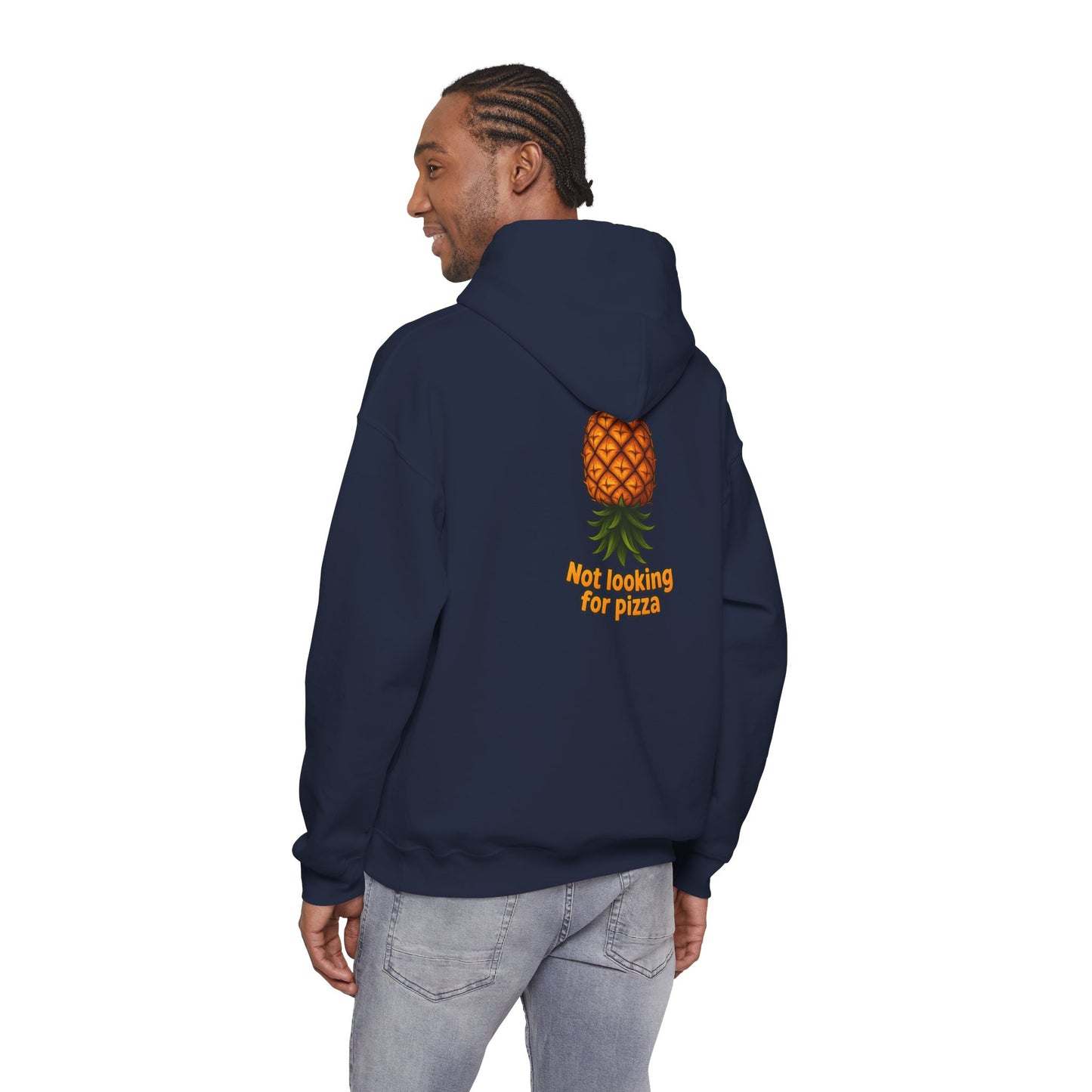 Pineapple Graphic Hoodie — "Not looking for pizza" Tropical Lounge Sweatshirt