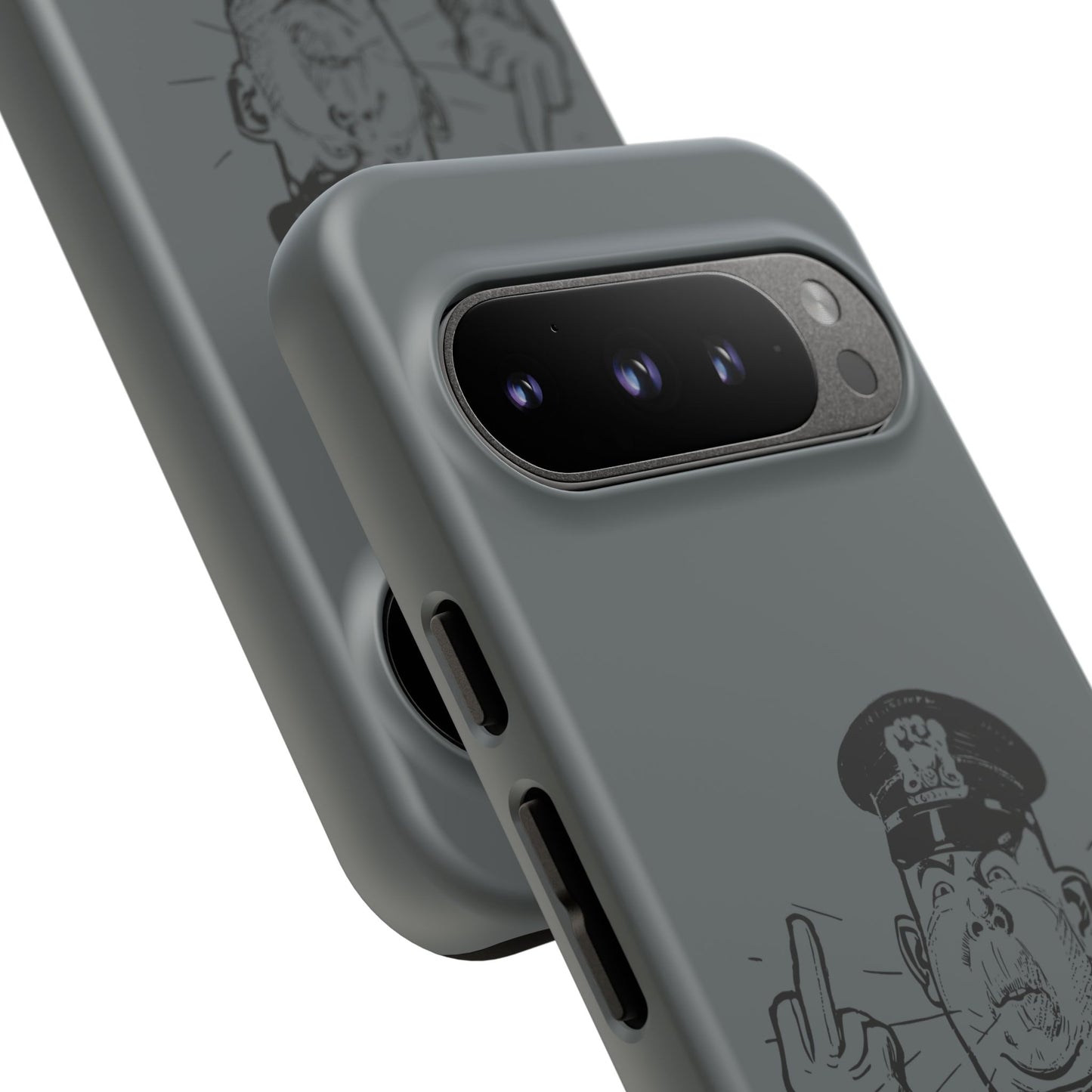 Vintage Cop Middle Finger Phone Case — Edgy Retro iPhone Protective Cover