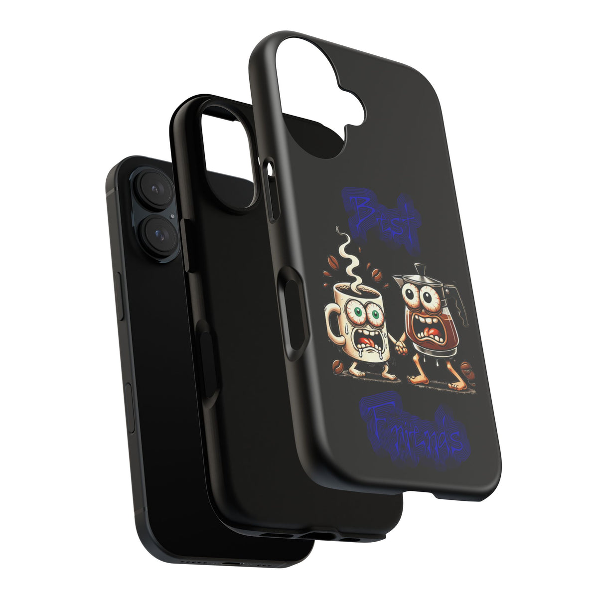 Coffee & Tea Fight Phone Case — Funny Kawaii Beverage Cartoon Tough Cases