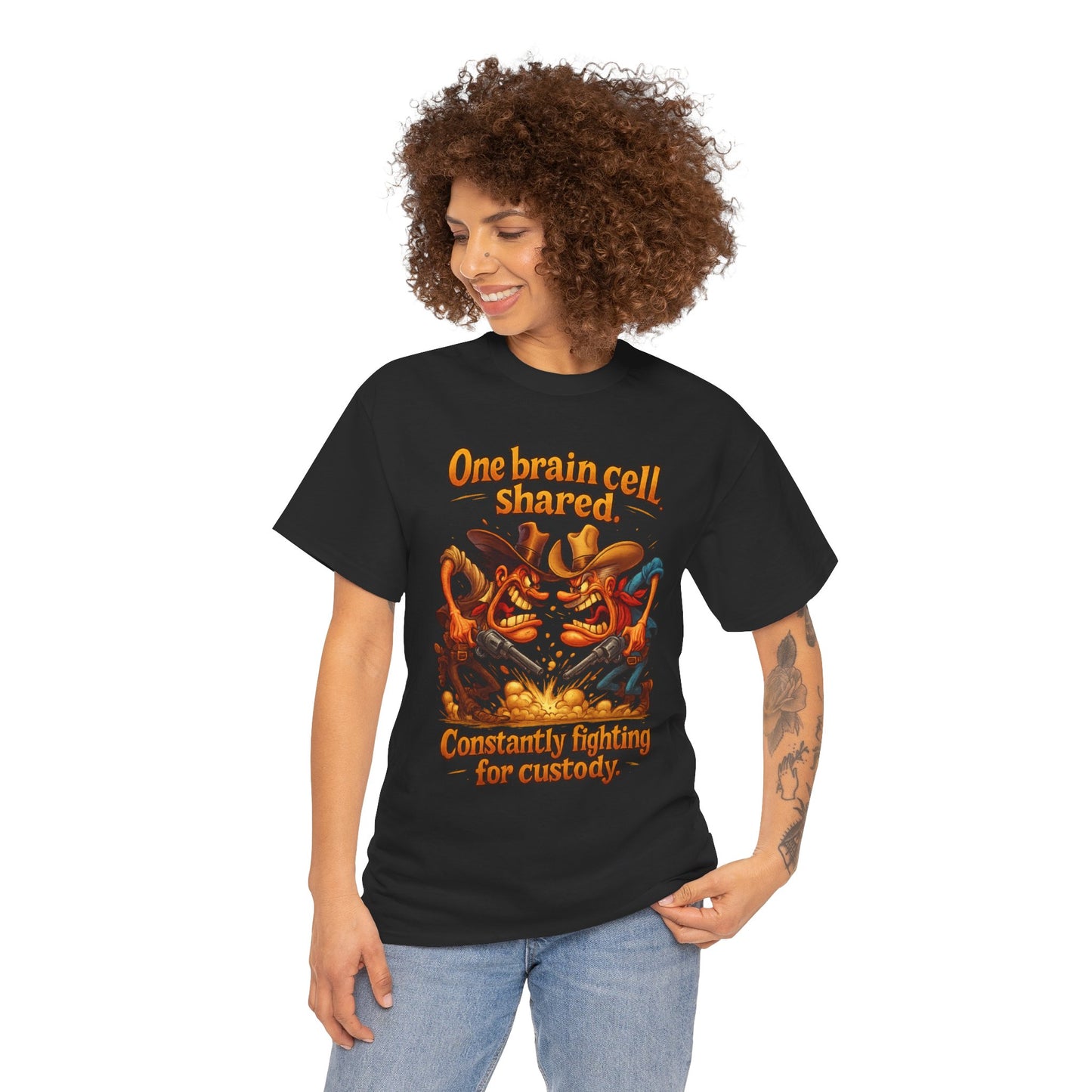 One Brain Cell Shared T-Shirt | Cartoon Dinosaurs Arguing
