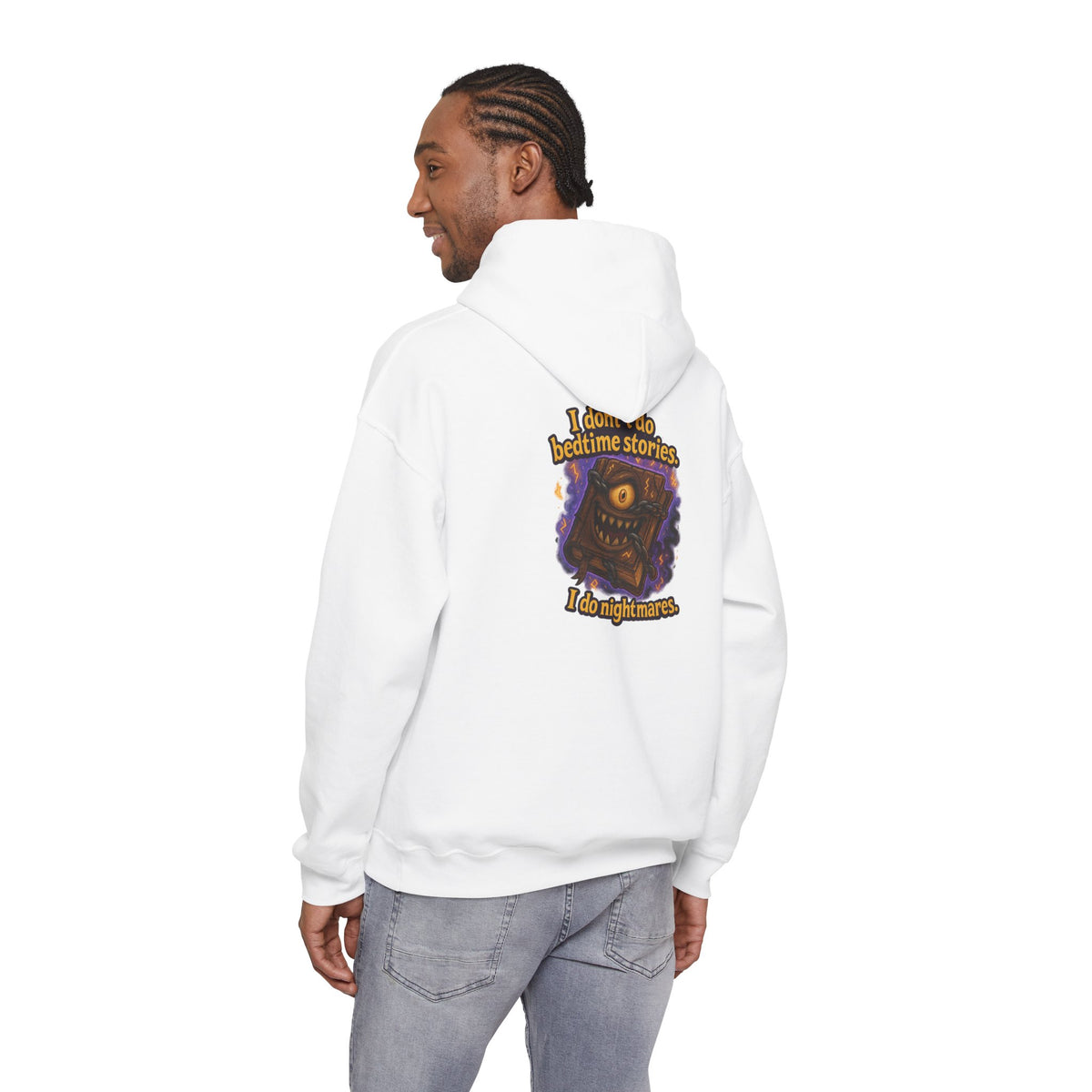 Nightmare Book Hoodie — "I Read Bedtime Stories, I Do Nightmares" Graphic Hoodie