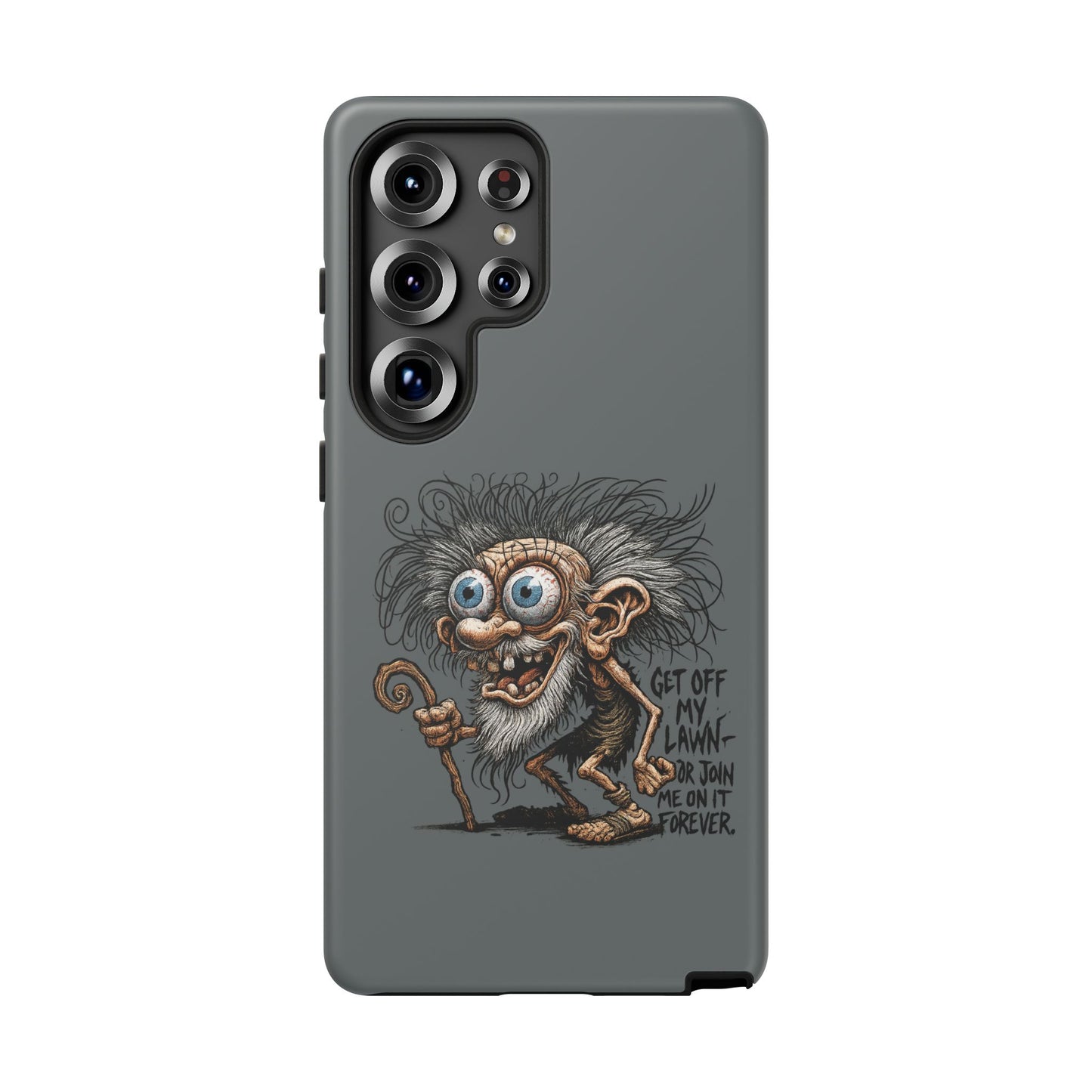 Phone Case — Funny Grumpy Troll Design: “Get Off My Lawn” Protective Cover