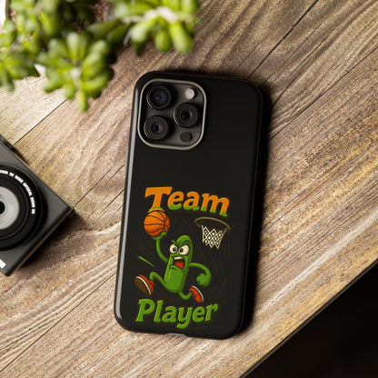 Team Player Basketball Phone Case — Cute Cartoon Pickle Dunk Phone Cover