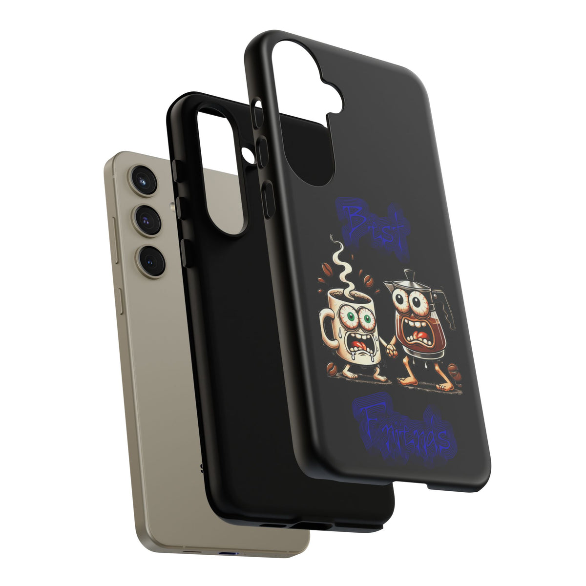 Coffee & Tea Fight Phone Case — Funny Kawaii Beverage Cartoon Tough Cases