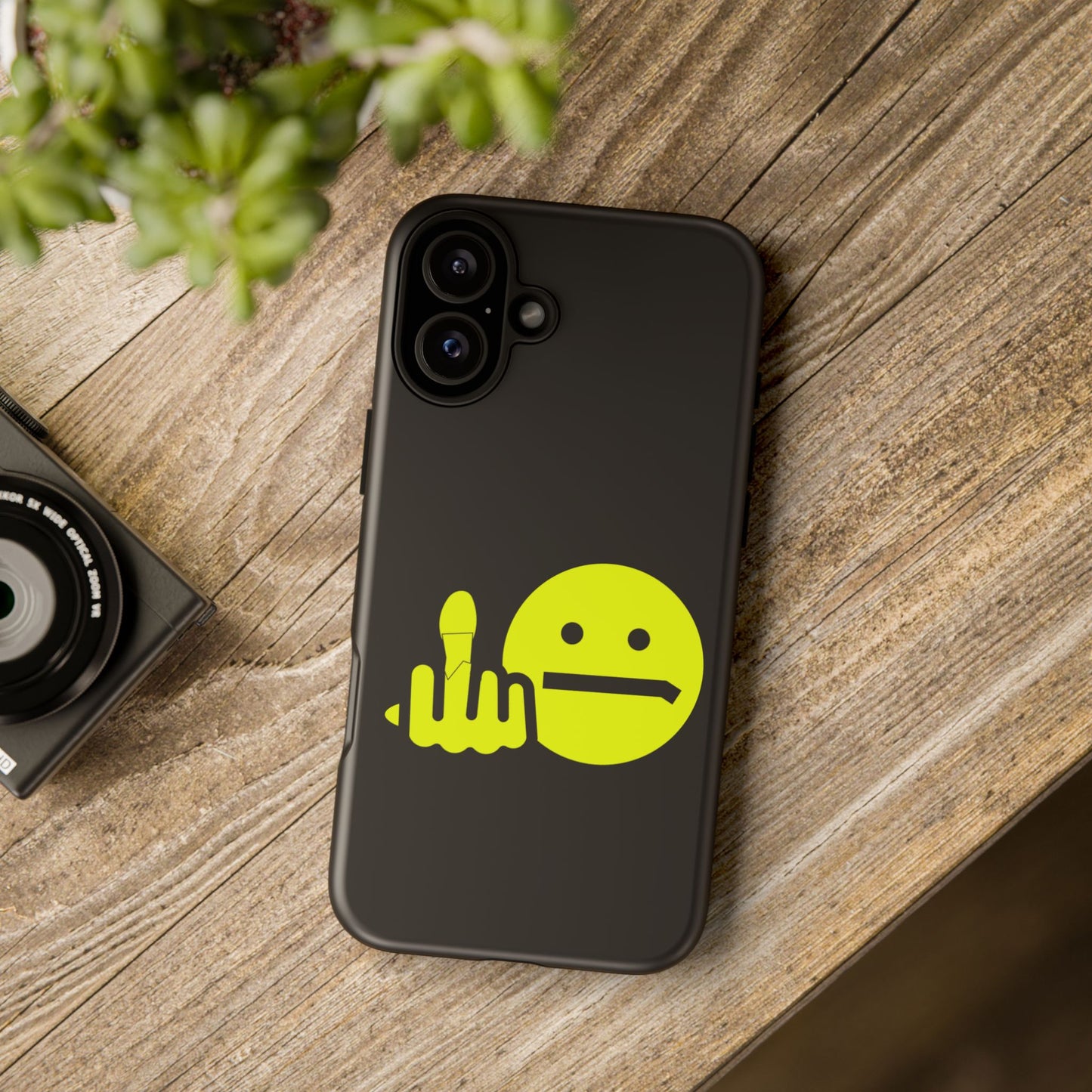 Phone Case — Neon Middle Finger Emoji Graphic