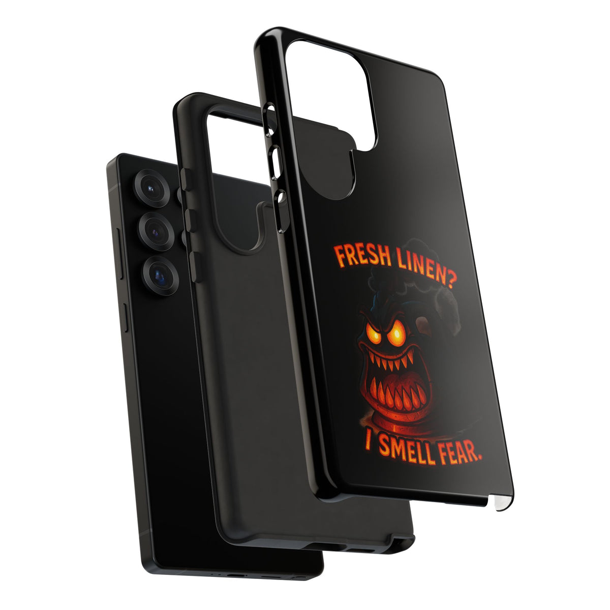 Phone Case — 'Fresh Linen? I Smell Fear.' Spooky Pumpkin Horror Protective Case