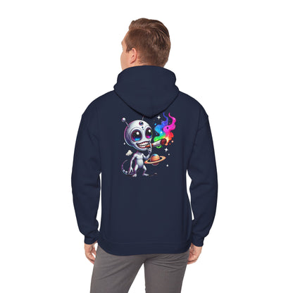 Alien Chef Hoodie — Cute Cartoon Alien Cooking with Rainbow Flame Hooded Sweatshirt