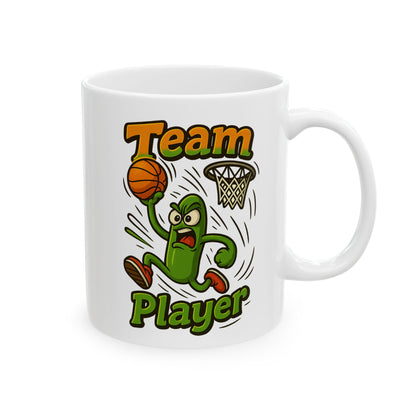 Basketball  Ceramic Mug — 'Team Player' Sports Coffee Cup (11oz, 15oz)