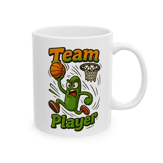 Basketball  Ceramic Mug — 'Team Player' Sports Coffee Cup (11oz, 15oz)