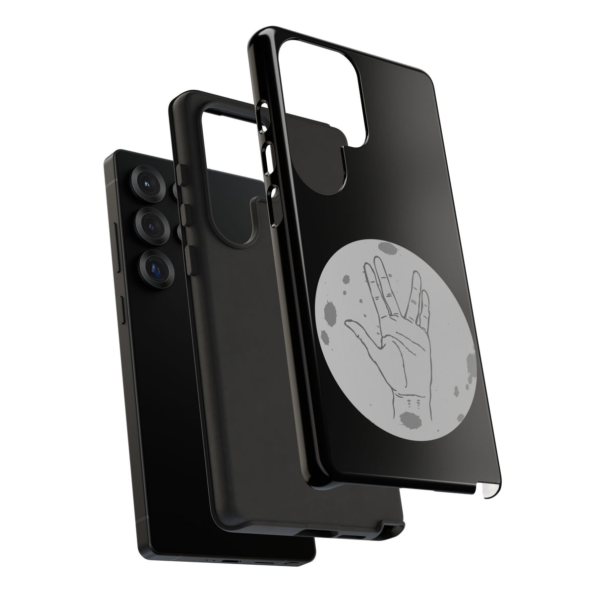 Spock Live Long Phone Case — Vulcan Salute Moon Graphic