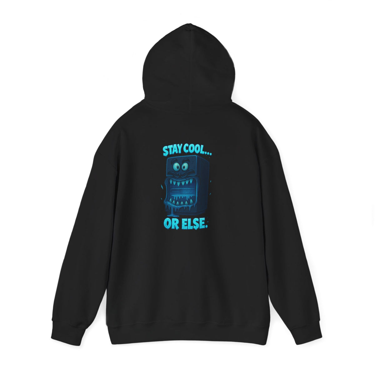Retro Fridge Cabinet Hoodie — 'Stay in Line or Else' Graphic Pullover