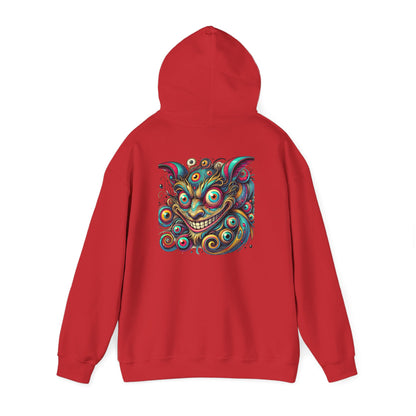 Demon Mask Hoodie — Vibrant Psychedelic Oni Graphic Hooded Sweatshirt