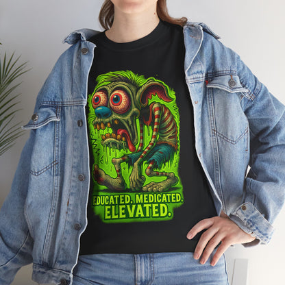 Educated. Medicated. Elevated. – Zombie Slacker T-Shirt