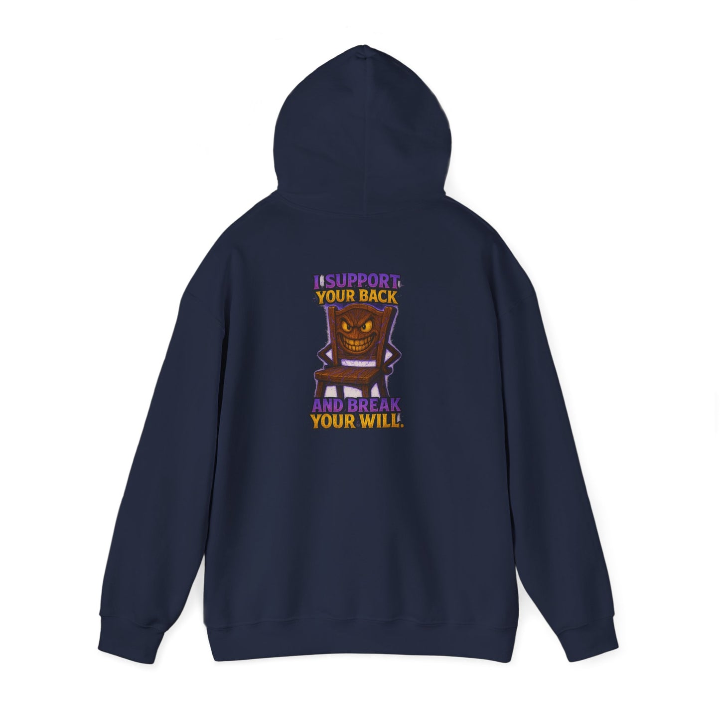 Horror Throne Hoodie — 'I’ll Watch Your Back and Break Your Will' Graphic Pullover
