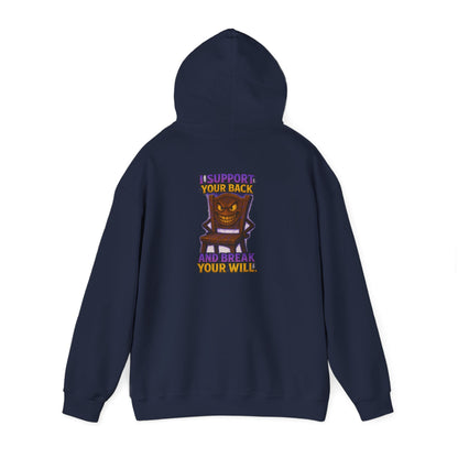 Horror Throne Hoodie — 'I’ll Watch Your Back and Break Your Will' Graphic Pullover