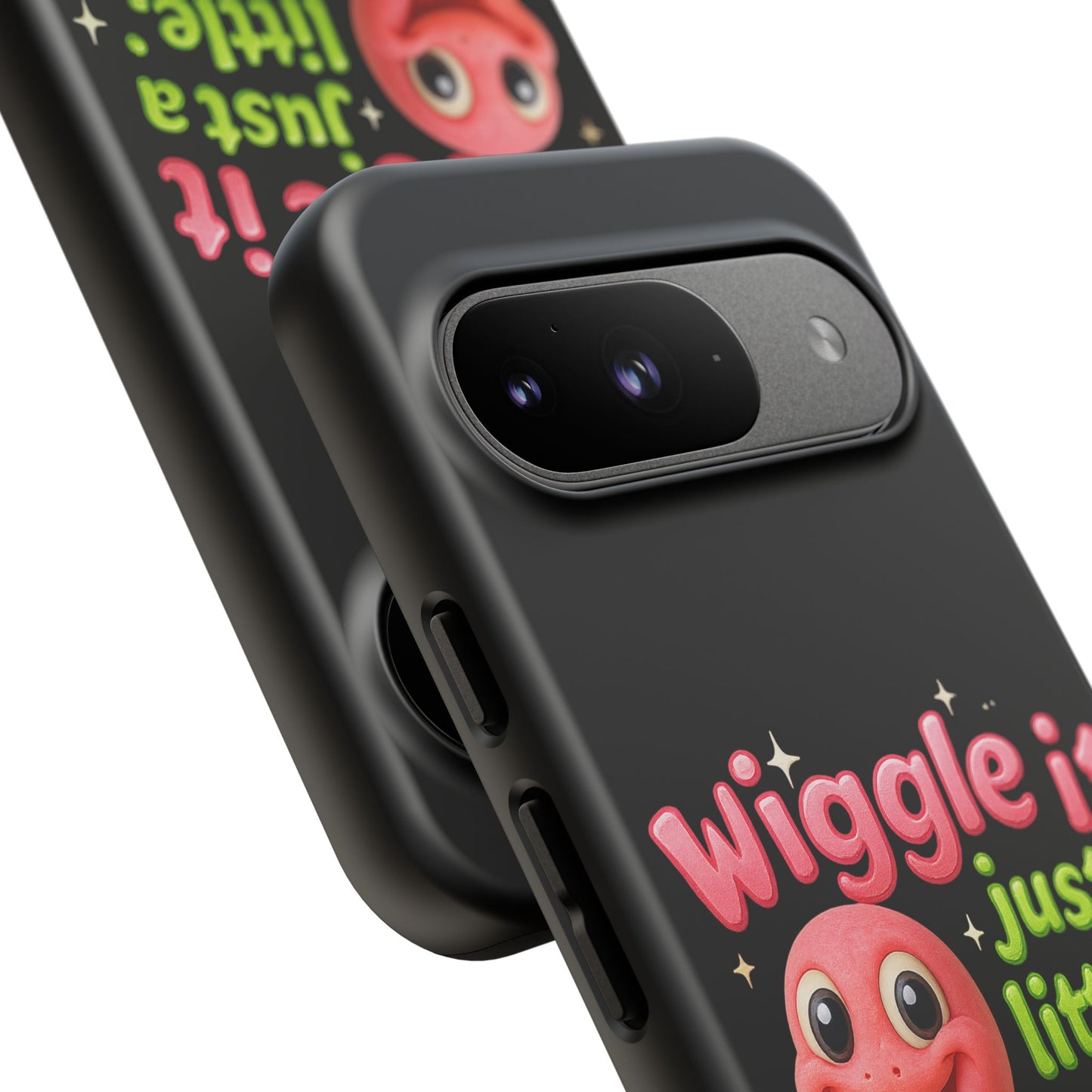 Wiggle It Worm Phone Case — Cute Pink & Green Cartoon iPhone Cover