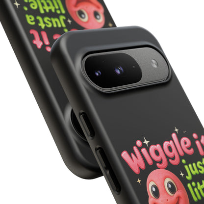 Wiggle It Worm Phone Case — Cute Pink & Green Cartoon iPhone Cover