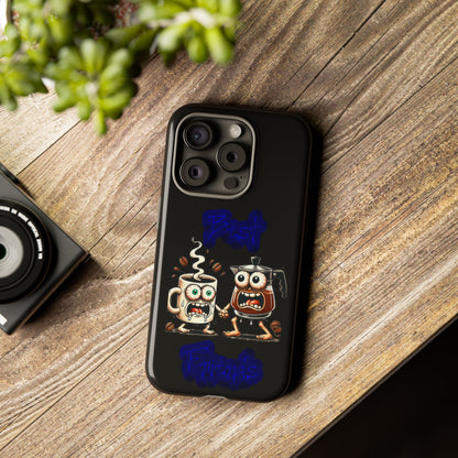 Coffee & Tea Fight Phone Case — Funny Kawaii Beverage Cartoon Tough Cases