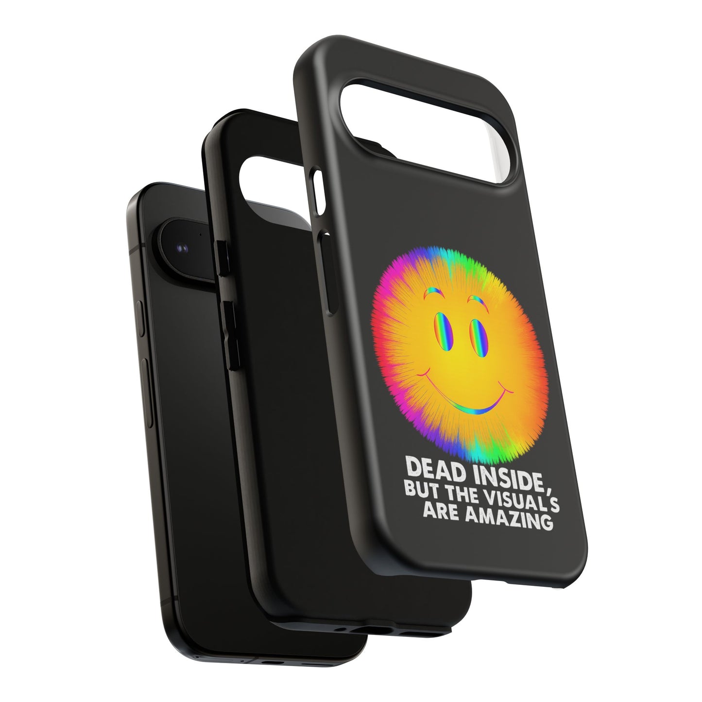 Phone Case — 'Dead Inside, But the Visuals Are Amazing' Rainbow Smiley