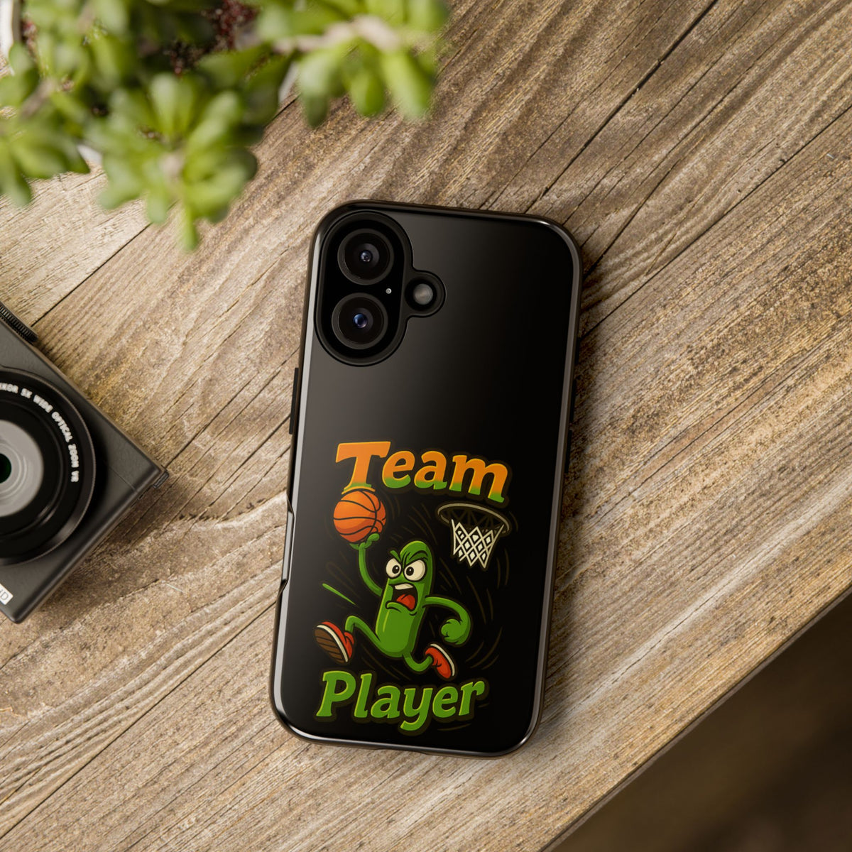 Team Player Basketball Phone Case — Cute Cartoon Pickle Dunk Phone Cover