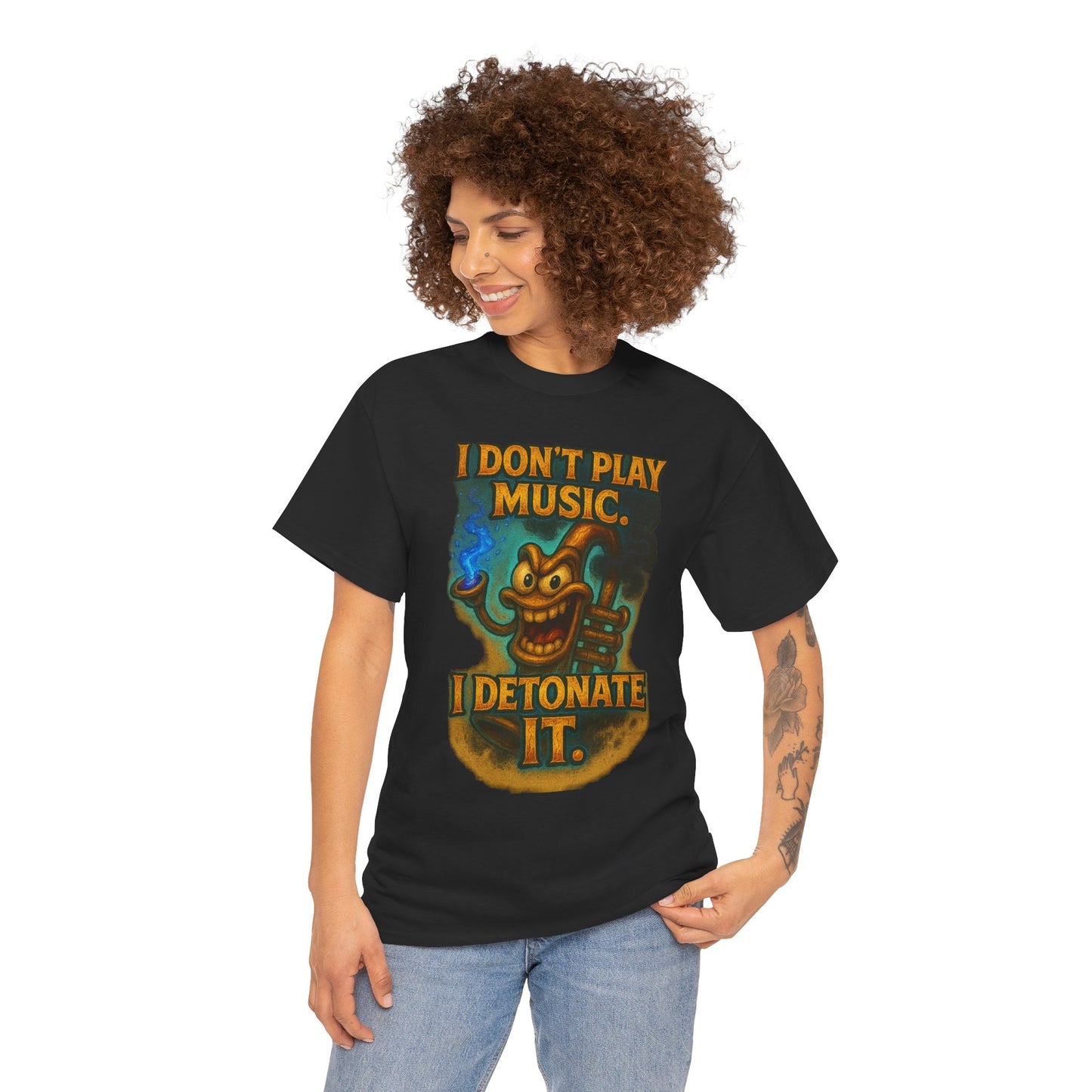 I Don’t Play Music I Detonate It T-Shirt | Cartoon Bomb Character