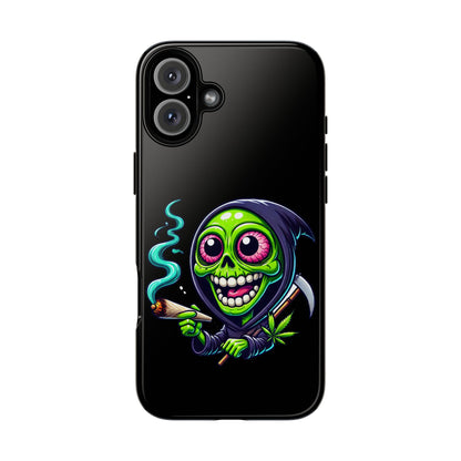 Grinning Stoner Grim Reaper Phone Case – Cannabis Skull iPhone Cover